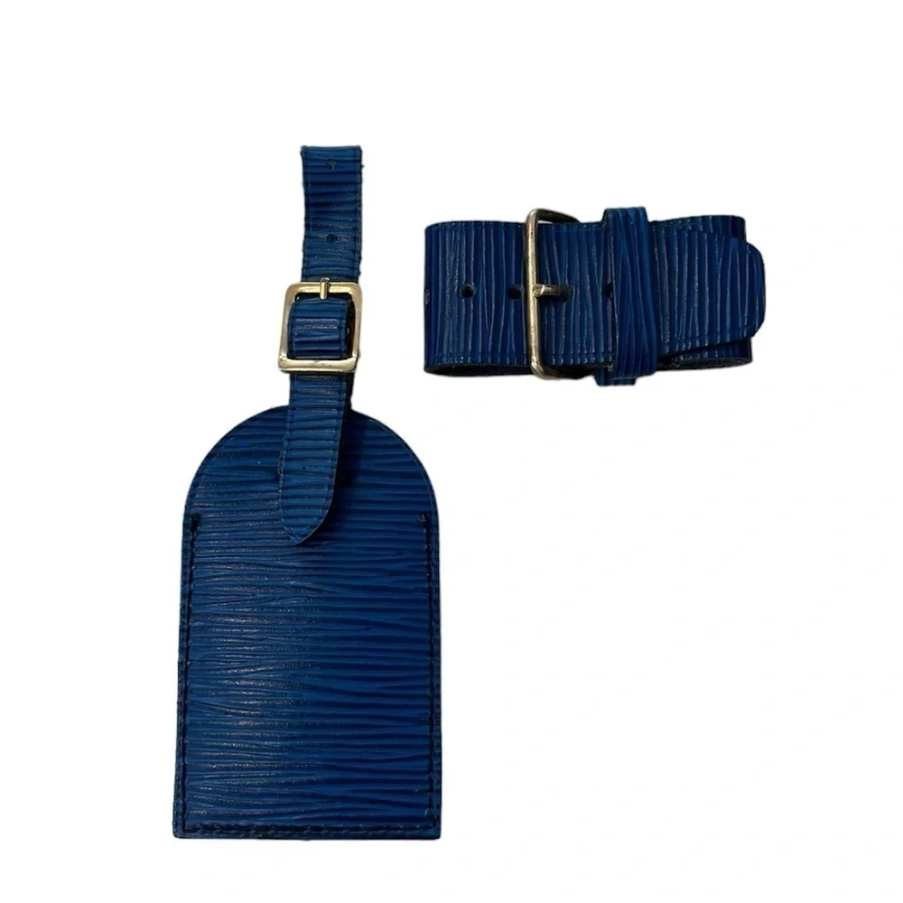 Louis Vuitton Blue Epi Luggage Tag with Poignet Authentic
